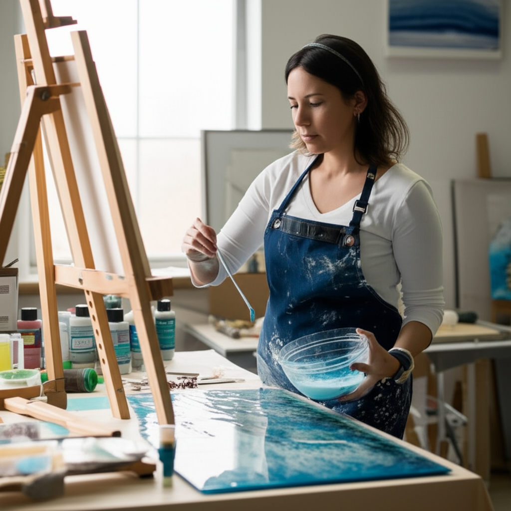 Yana working with epoxy resin